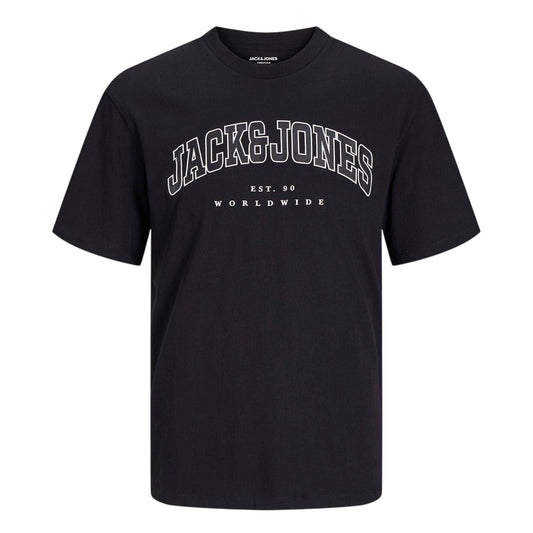Black - Front - Jack And Jones Mens Varsity Cotton Plus T-Shirt