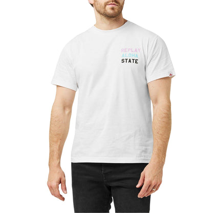White - Side - Replay Mens Aloha State Graphic Print Regular T-Shirt