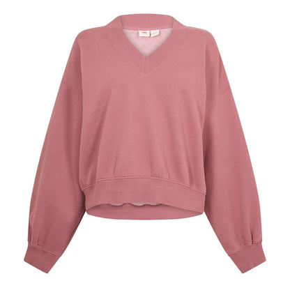 Muted Berry - Front - Levis Womens-Ladies Fleece V Neck Sweatshirt