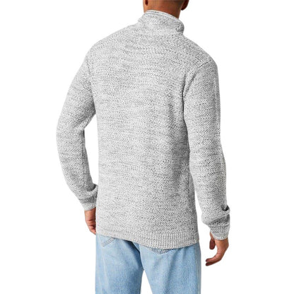 Grey Marl - Back - Firetrap Mens Marl Cowl Neck Jumper
