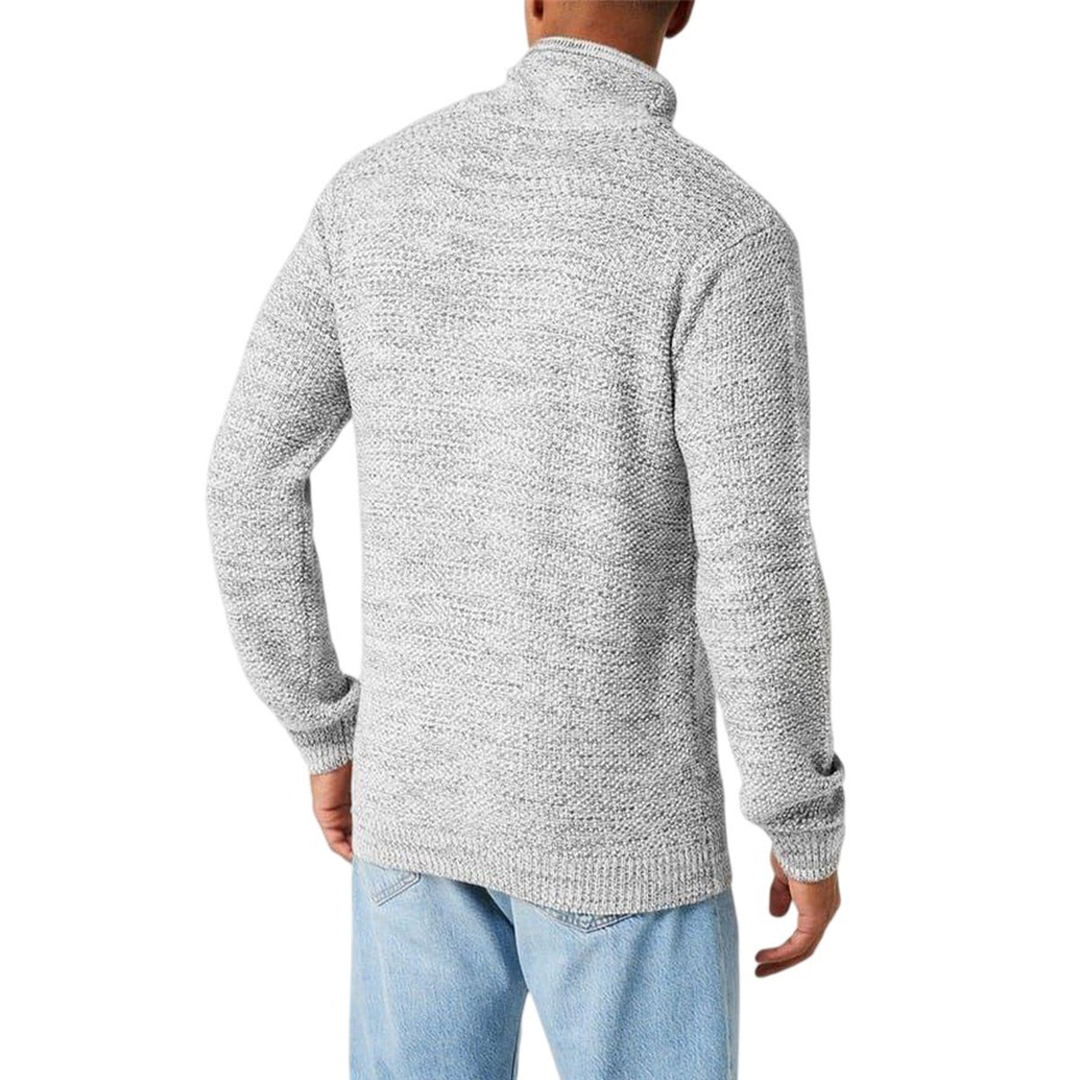 Grey Marl - Back - Firetrap Mens Marl Cowl Neck Jumper