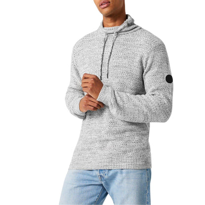 Grey Marl - Side - Firetrap Mens Marl Cowl Neck Jumper