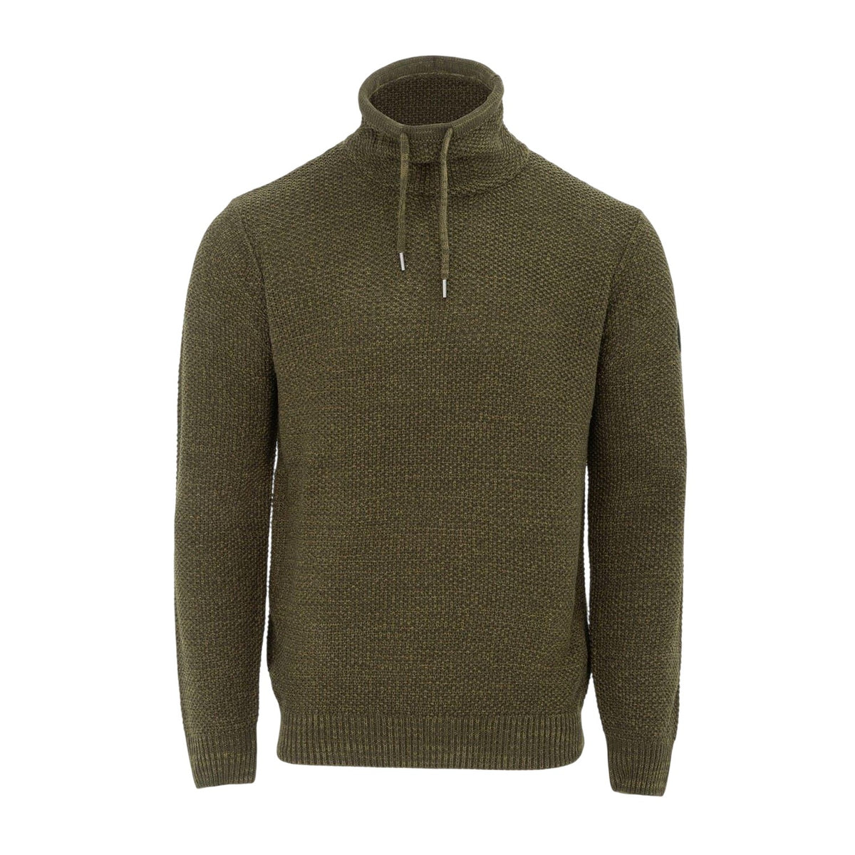 Khaki Green - Front - Firetrap Mens Marl Cowl Neck Jumper