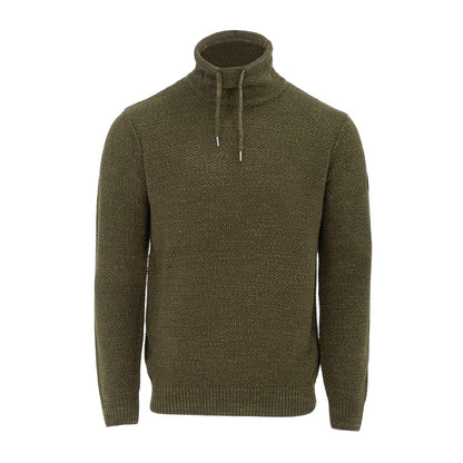 Khaki Green - Front - Firetrap Mens Marl Cowl Neck Jumper