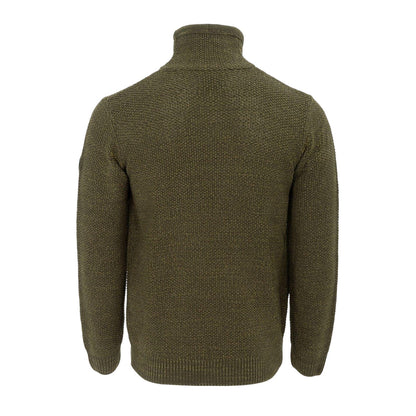 Khaki Green - Back - Firetrap Mens Marl Cowl Neck Jumper