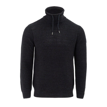 Navy - Front - Firetrap Mens Marl Cowl Neck Jumper