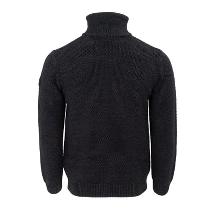 Navy - Back - Firetrap Mens Marl Cowl Neck Jumper