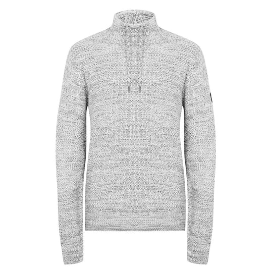 Grey Marl - Front - Firetrap Mens Marl Cowl Neck Jumper