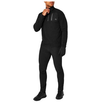 Black - Side - Calvin Klein Mens Planet Zip Pocket Golf Fleece
