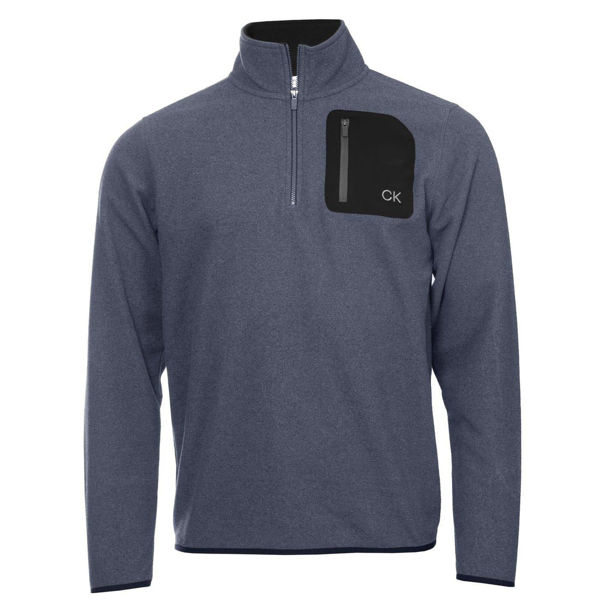 Charcoal Marl - Front - Calvin Klein Mens Planet Zip Pocket Golf Fleece