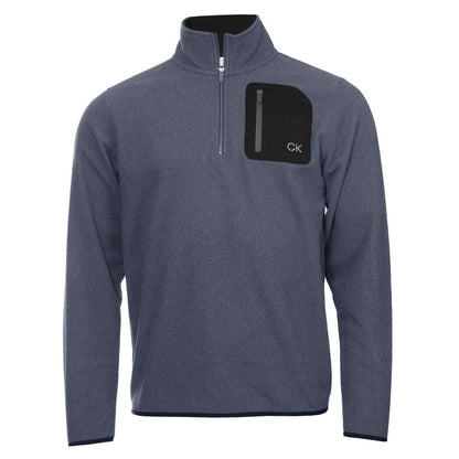 Charcoal Marl - Front - Calvin Klein Mens Planet Zip Pocket Golf Fleece