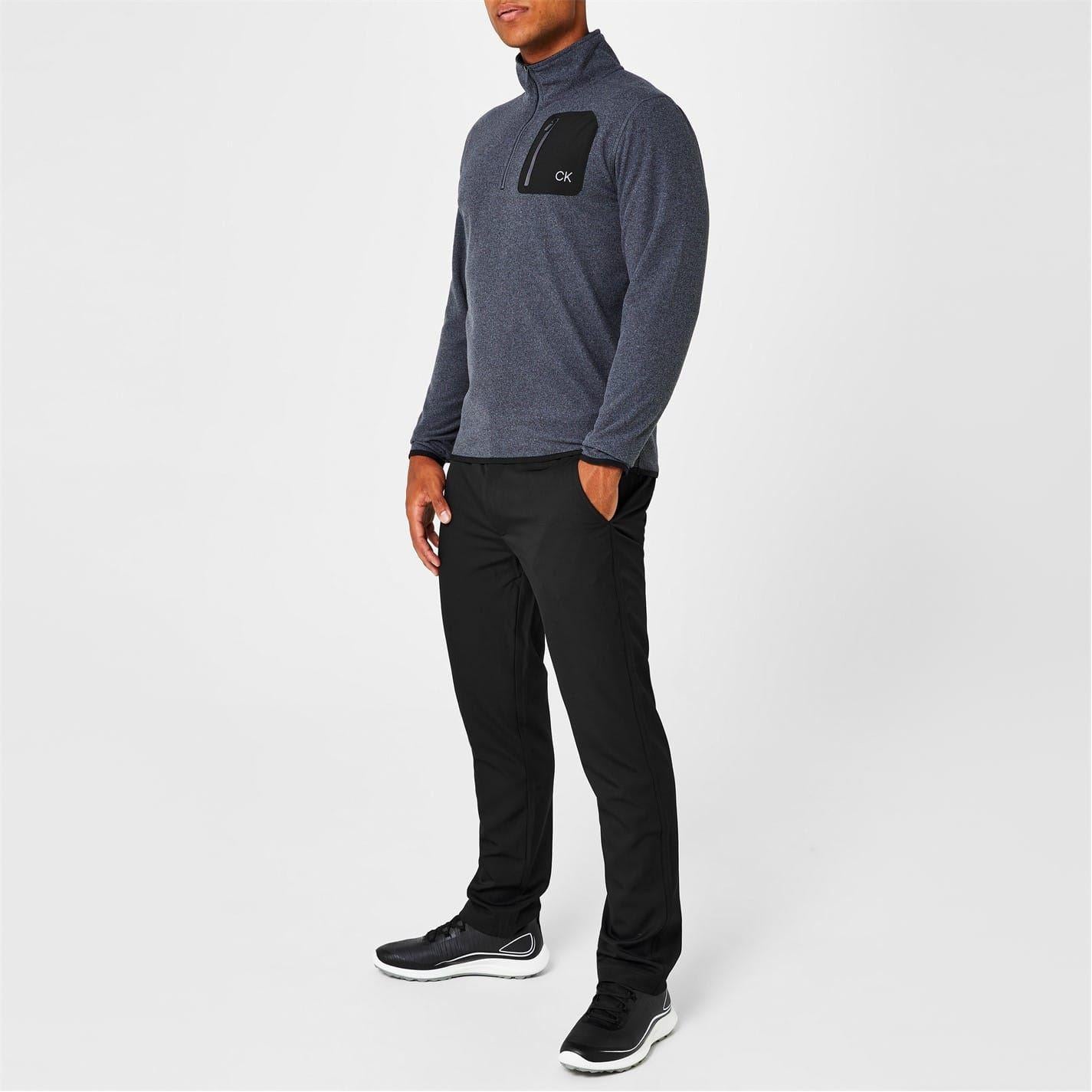 Charcoal Marl - Back - Calvin Klein Mens Planet Zip Pocket Golf Fleece