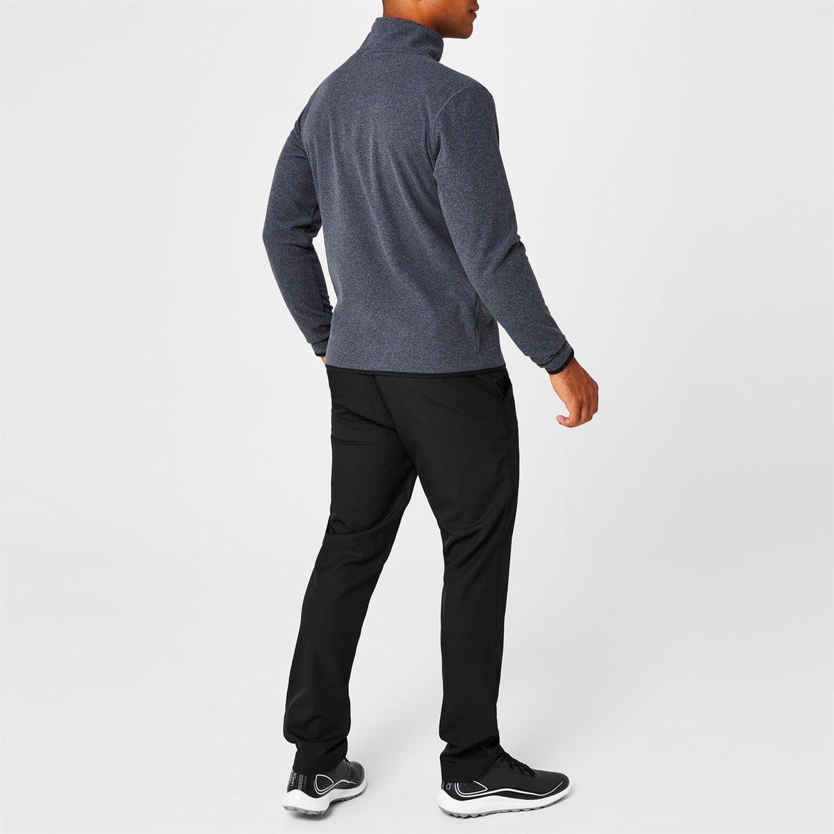 Charcoal Marl - Side - Calvin Klein Mens Planet Zip Pocket Golf Fleece