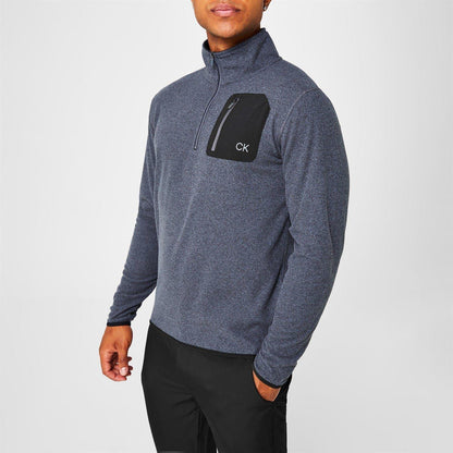 Charcoal Marl - Lifestyle - Calvin Klein Mens Planet Zip Pocket Golf Fleece