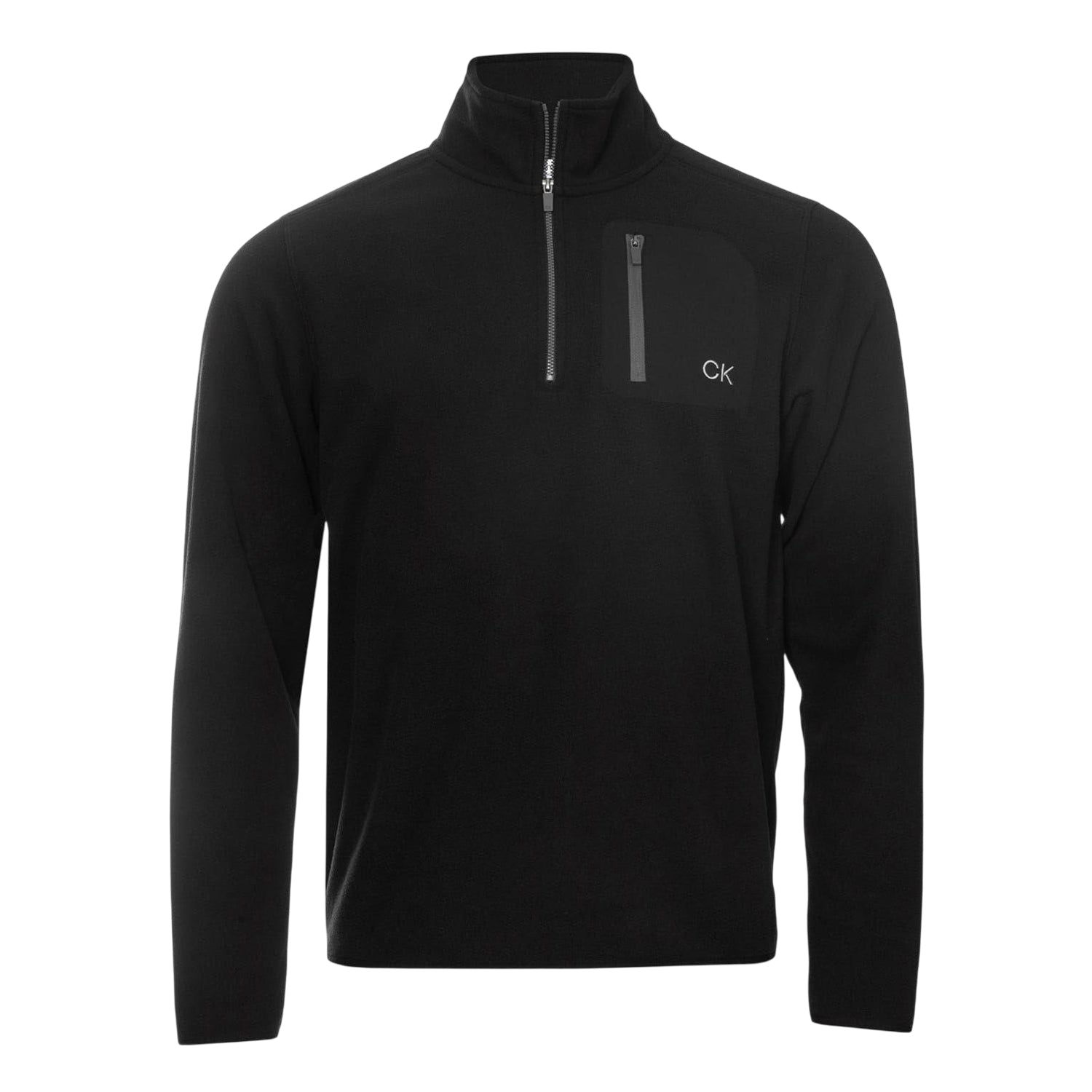 Black - Front - Calvin Klein Mens Planet Zip Pocket Golf Fleece