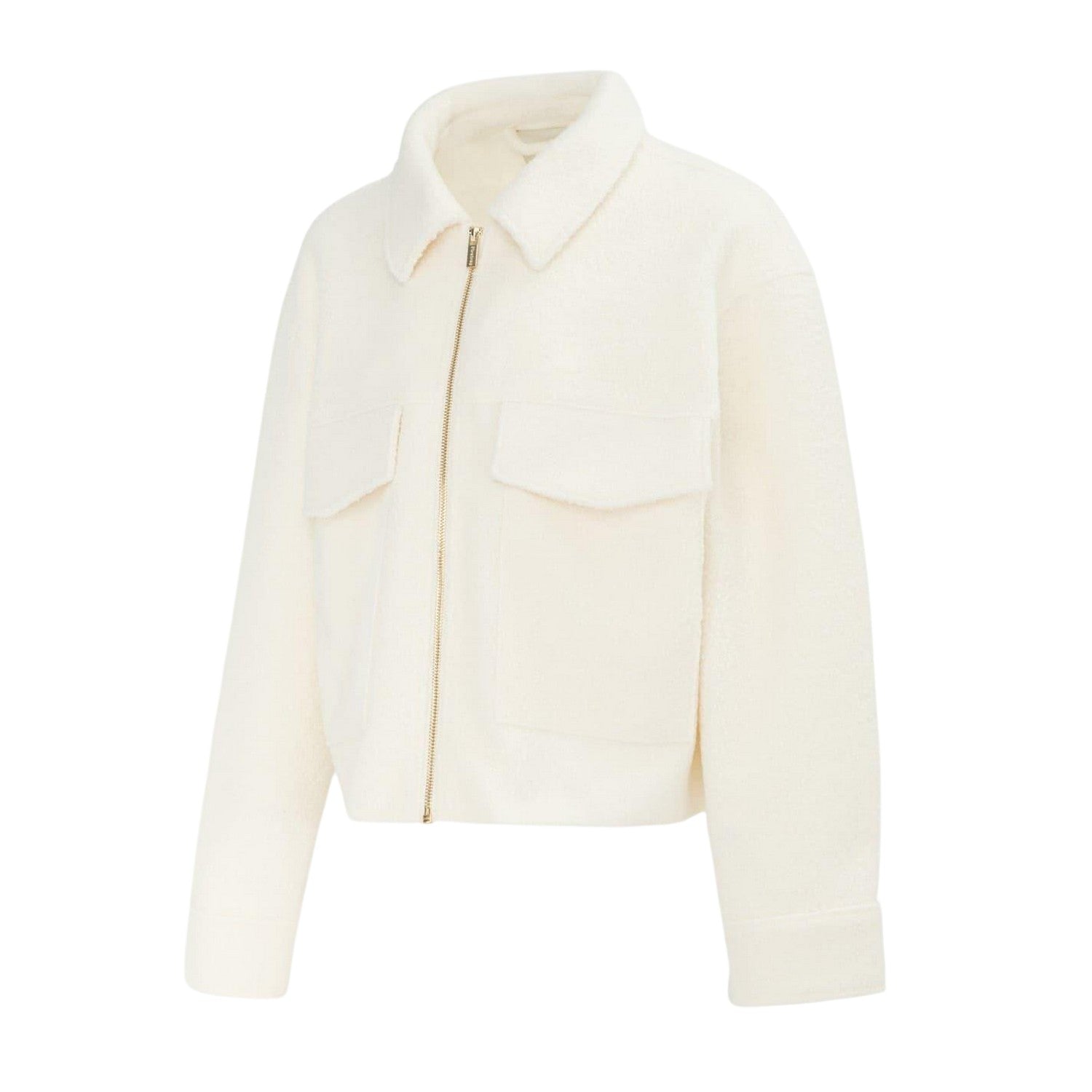 Cream - Side - Firetrap Womens-Ladies Teddy Fleece Cropped Jacket