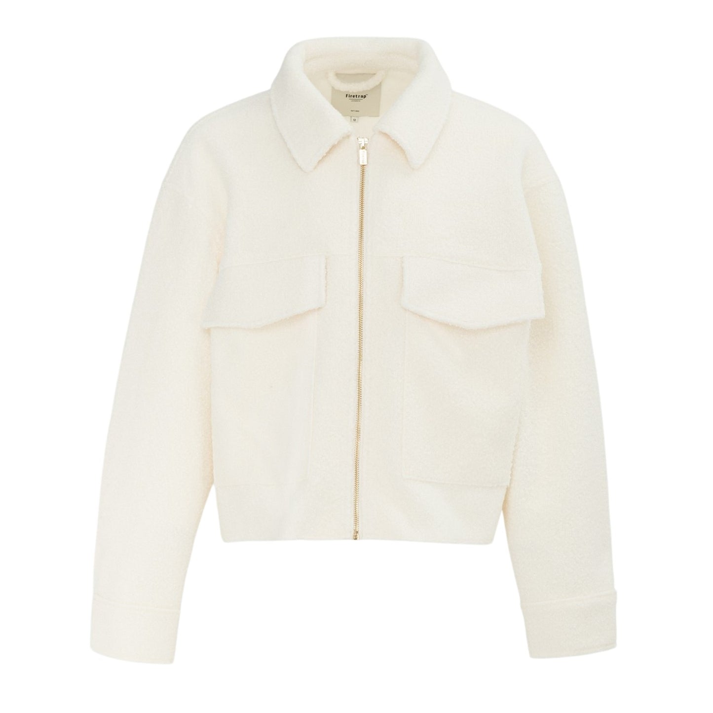 Cream - Front - Firetrap Womens-Ladies Teddy Fleece Cropped Jacket