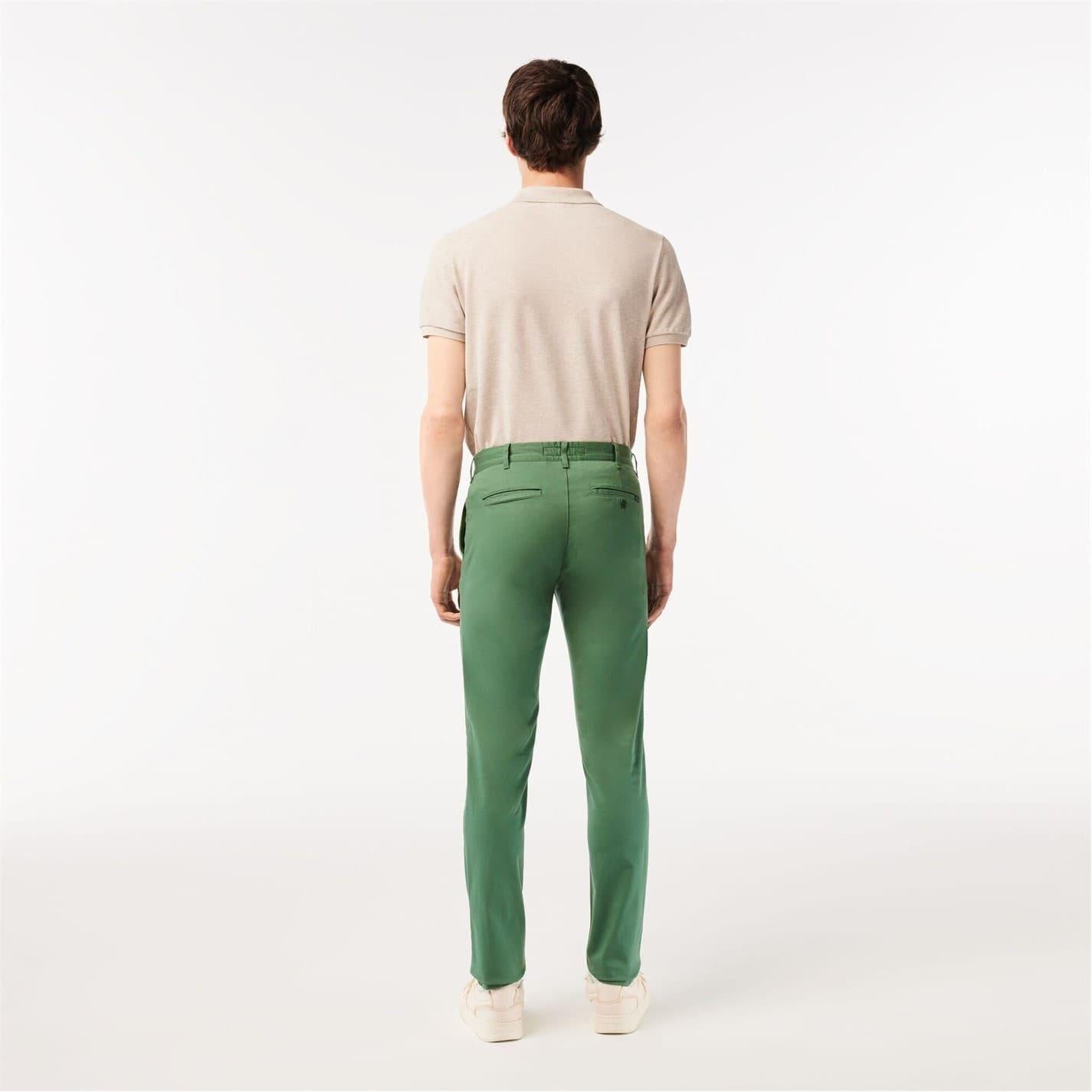 Green - Side - Lacoste Mens Organic Cotton Slim Chinos