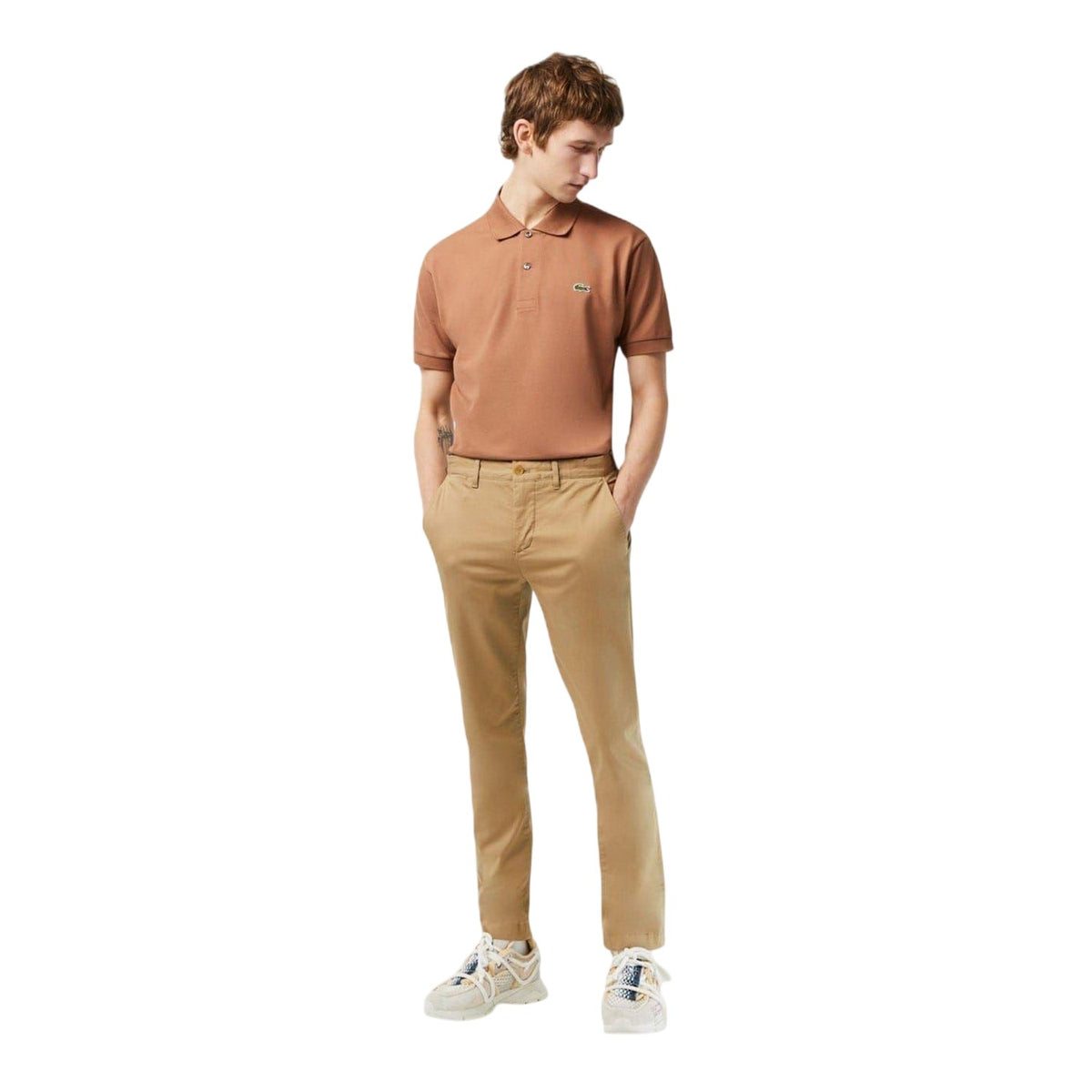 Bone - Side - Lacoste Mens Organic Cotton Slim Chinos