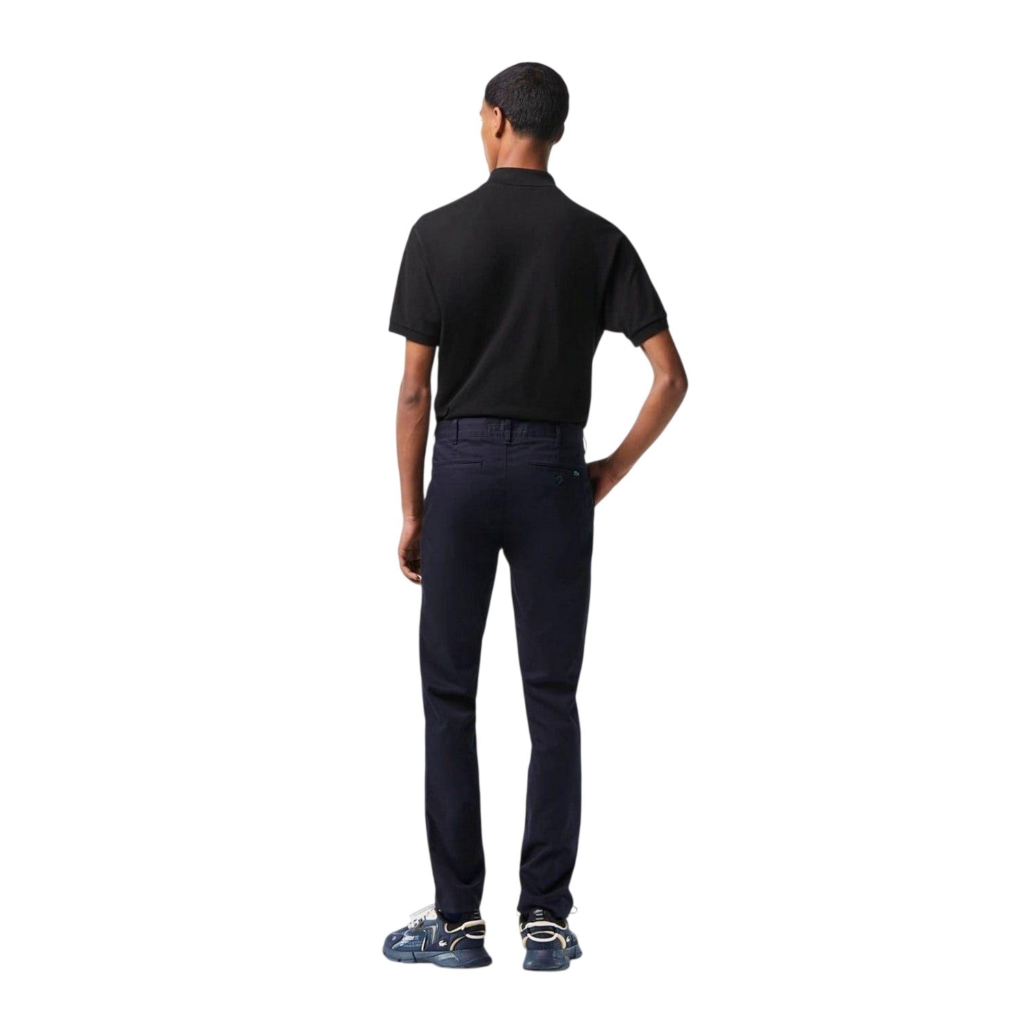 Navy - Back - Lacoste Mens Organic Cotton Slim Chinos