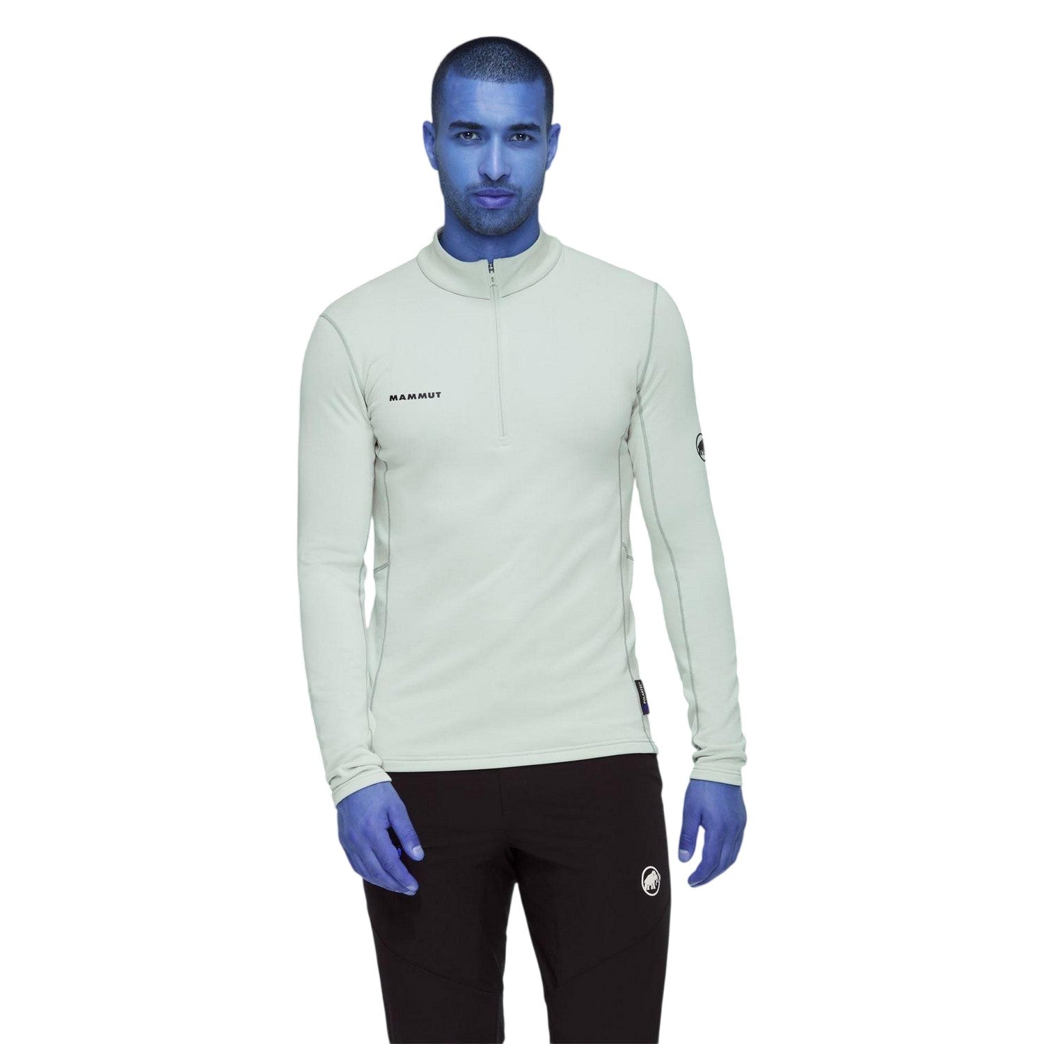 Silver Sage - Side - Mammut Mens Aener Quarter Zip Slim Fleece