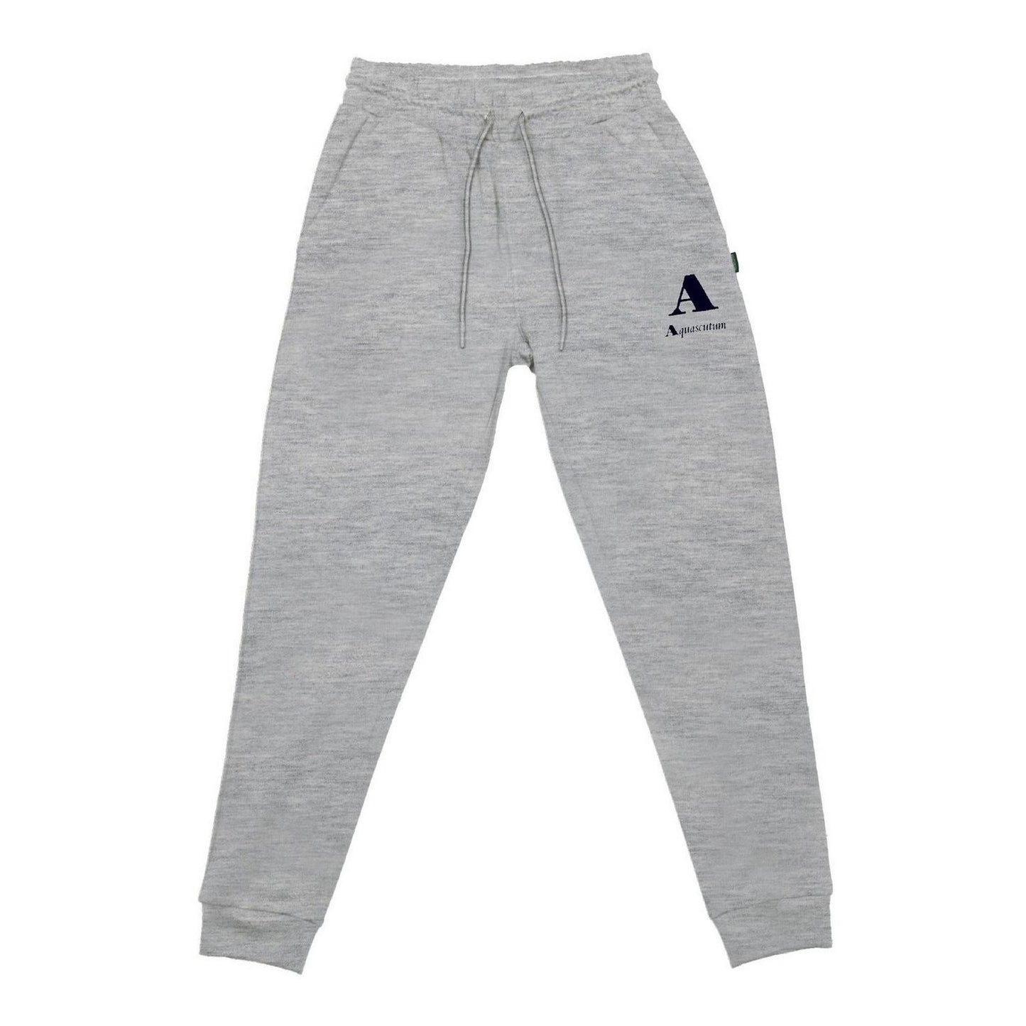 Grey - Front - Aquascutum Mens Logo Tapered Leg Slim Joggers