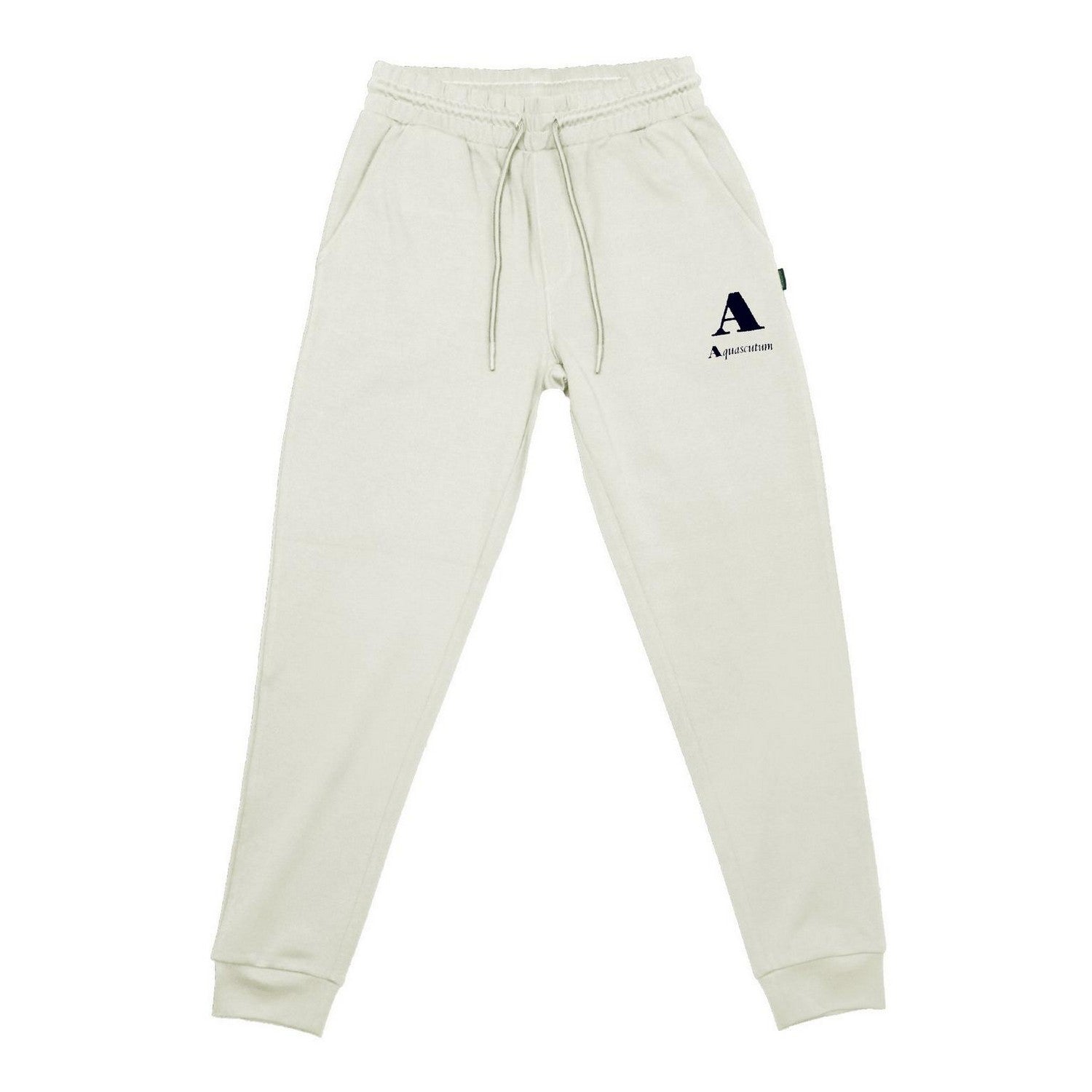 Beige - Front - Aquascutum Mens Logo Tapered Leg Slim Joggers