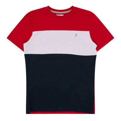 Red - Front - Farah Childrens-Kids Colour Block Crew Neck T-Shirt