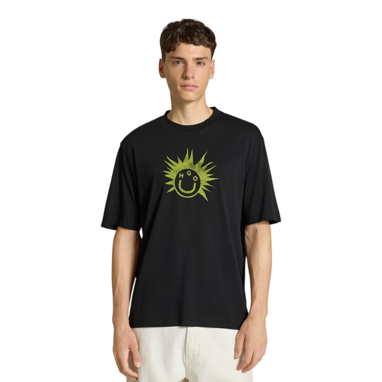 Black - Side - Hugo Mens Nugix Sun Regular Short-Sleeved T-Shirt
