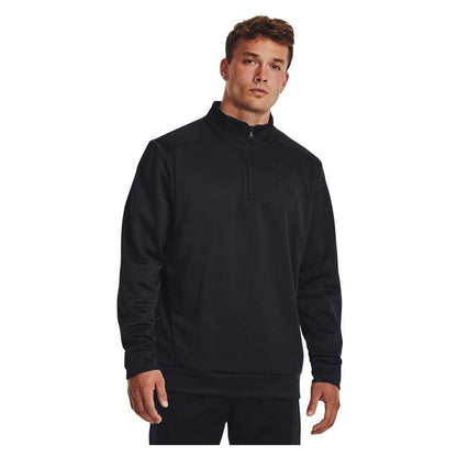 Black - Side - Under Armour Mens Half Zip Fleece Top