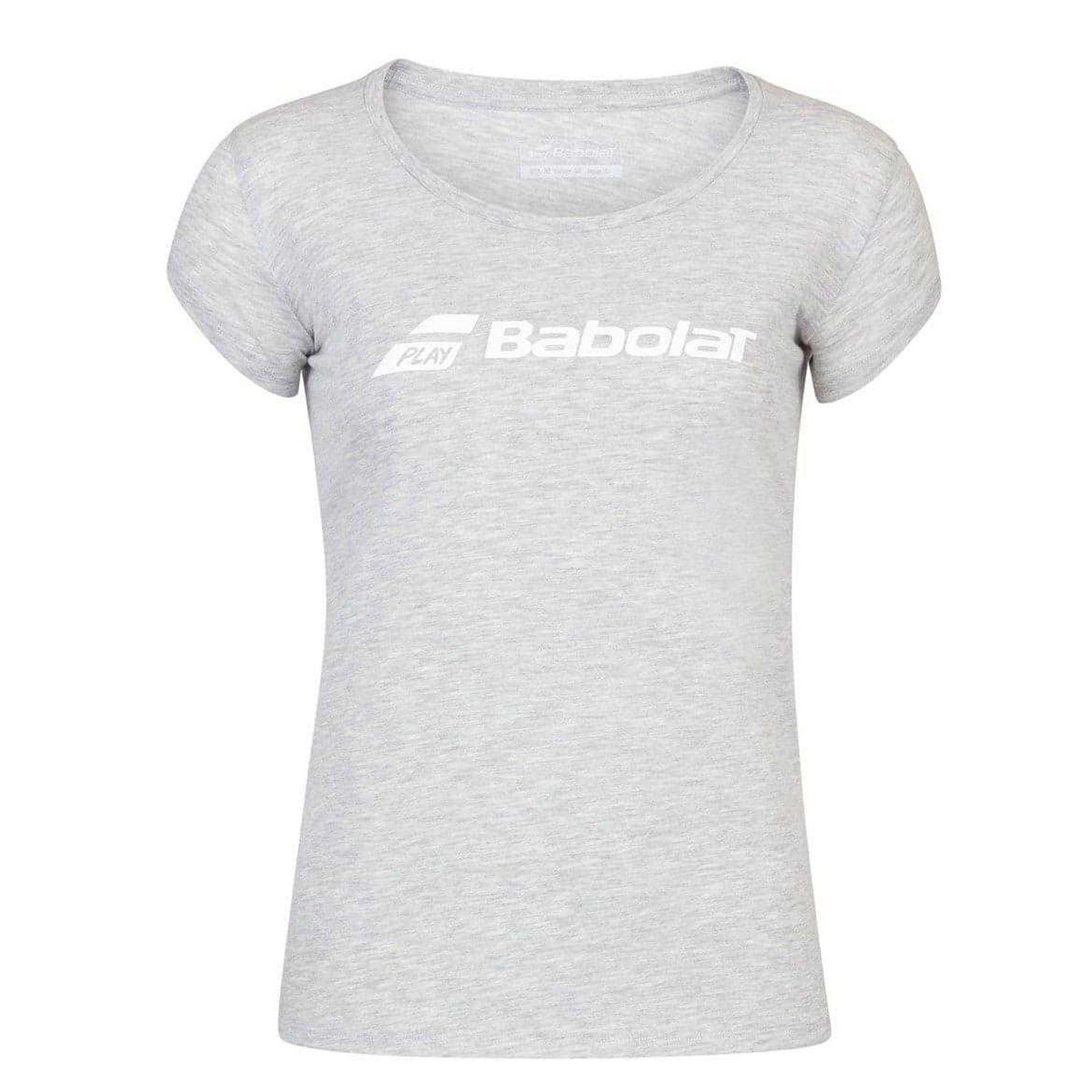 High Rise Grey Heather - Front - Babolat Womens-Ladies Logo Scoop Neck Regular T-Shirt