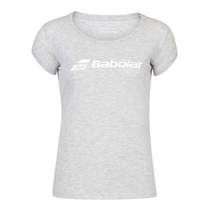 High Rise Grey Heather - Front - Babolat Womens-Ladies Logo Scoop Neck Regular T-Shirt