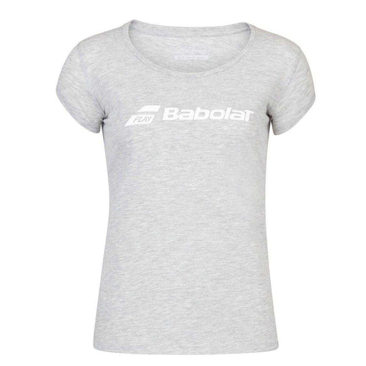 High Rise Grey Heather - Front - Babolat Womens-Ladies Logo Scoop Neck Regular T-Shirt