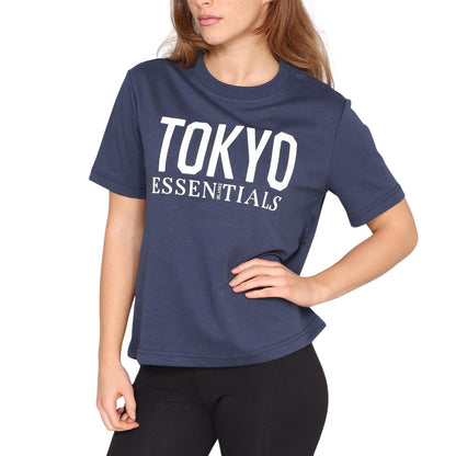 Navy - Side - Blank Essentials Womens-Ladies Tokyo T-Shirt
