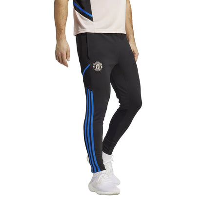 Black-Blue - Side - Adidas Mens Manchester United Condivo 22 Training Jogging Bottoms