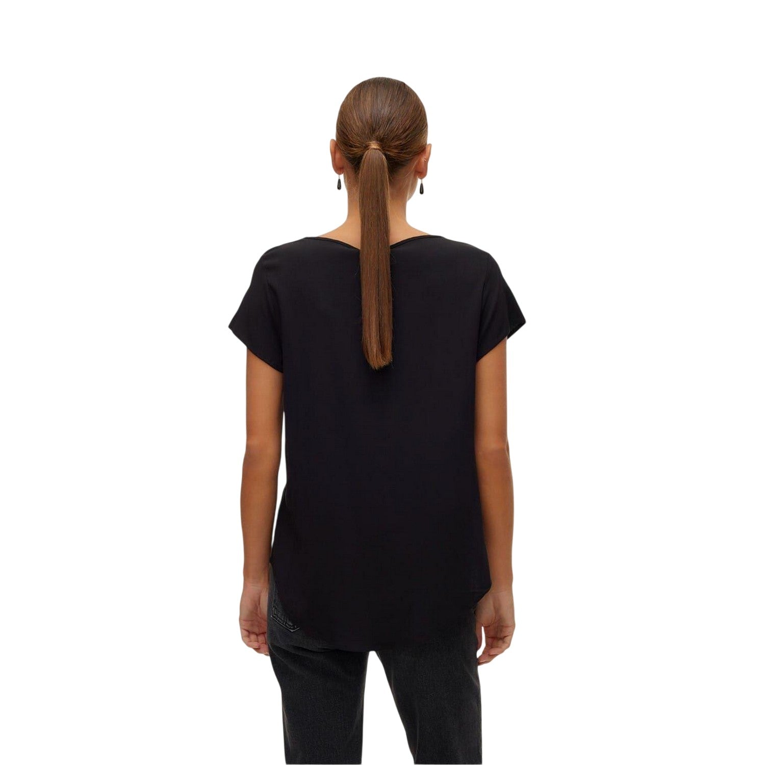 Black - Back - Vero Moda Womens-Ladies Bella Scoop Neck Regular T-Shirt