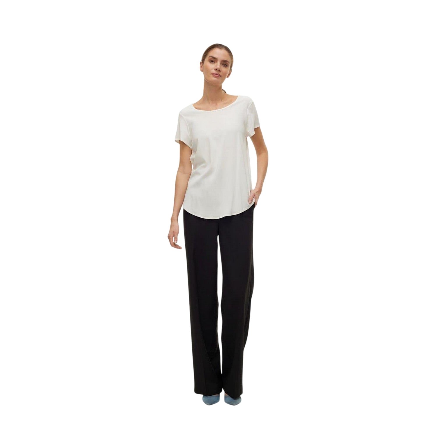 Snow White - Side - Vero Moda Womens-Ladies Bella Scoop Neck Regular T-Shirt