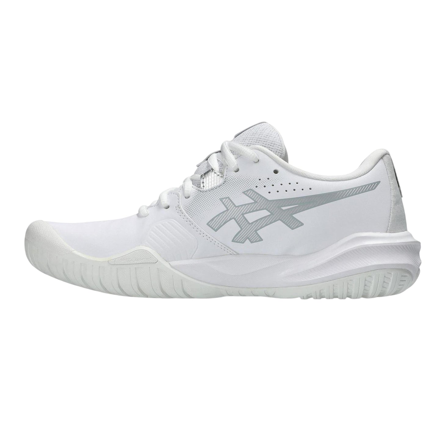 White-Silver - Side - Asics Womens-Ladies Challenger 15 Cushioned Tennis Shoes