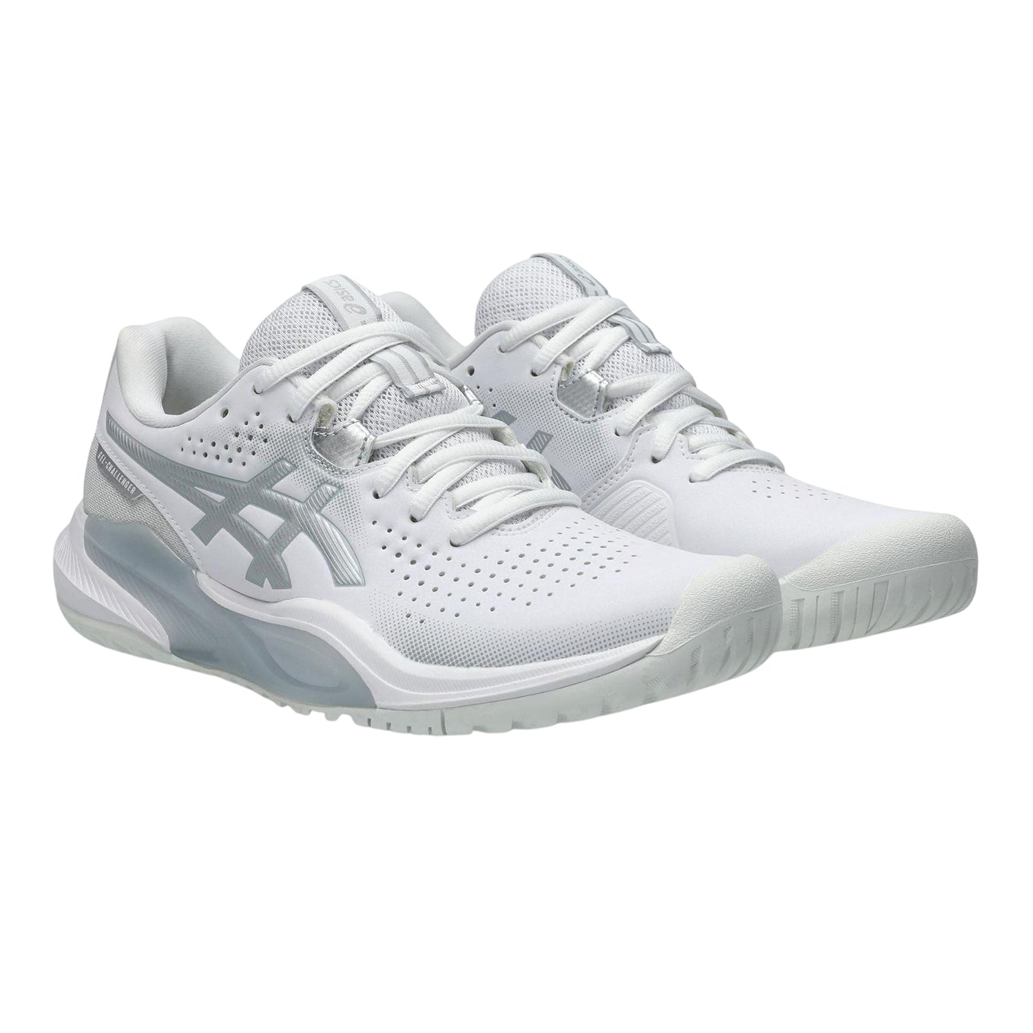 White-Silver - Front - Asics Womens-Ladies Challenger 15 Cushioned Tennis Shoes