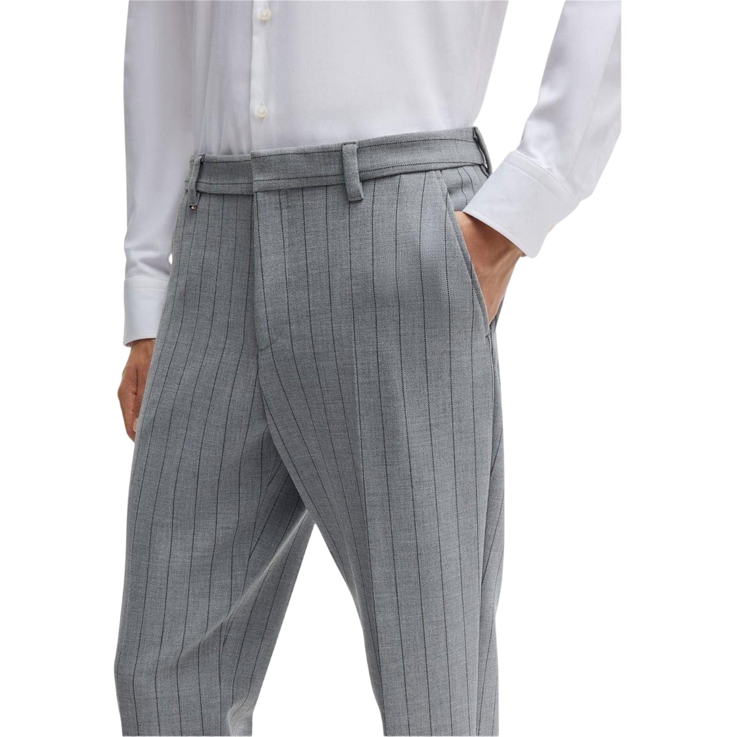 Medium Grey - Side - Hugo Boss Mens Slim Trousers