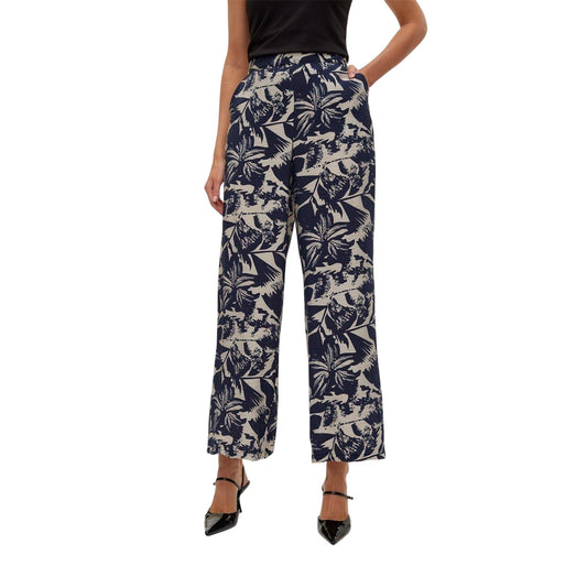 Navy Blazer - Front - Vero Moda Womens-Ladies Wide Leg Trousers