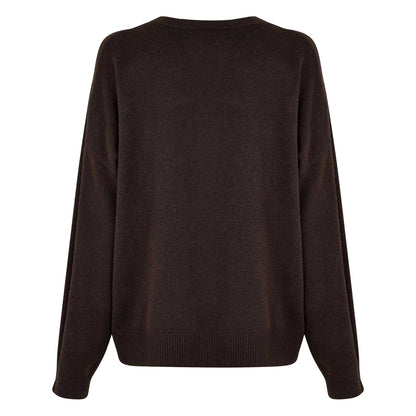 Cocoa - Back - Jack Wills Womens-Ladies Embroidered Logo Crew Neck Jumper