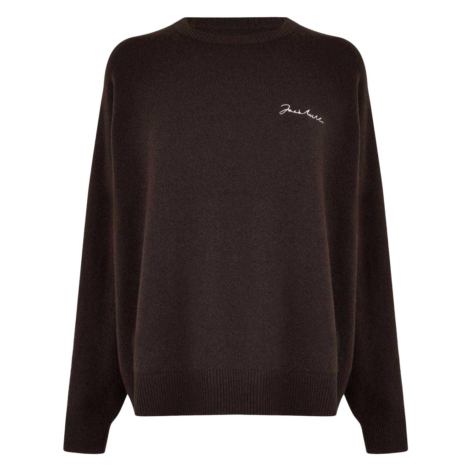 Cocoa - Front - Jack Wills Womens-Ladies Embroidered Logo Crew Neck Jumper