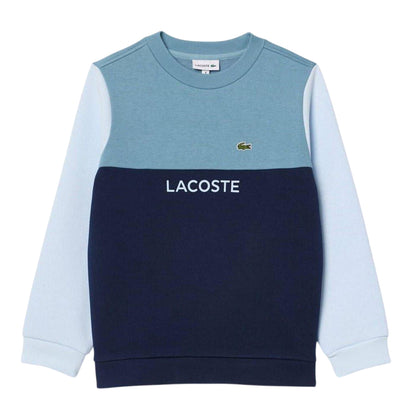 Blue - Front - Lacoste Childrens-Kids Colour Block Long-Sleeved Sweatshirt