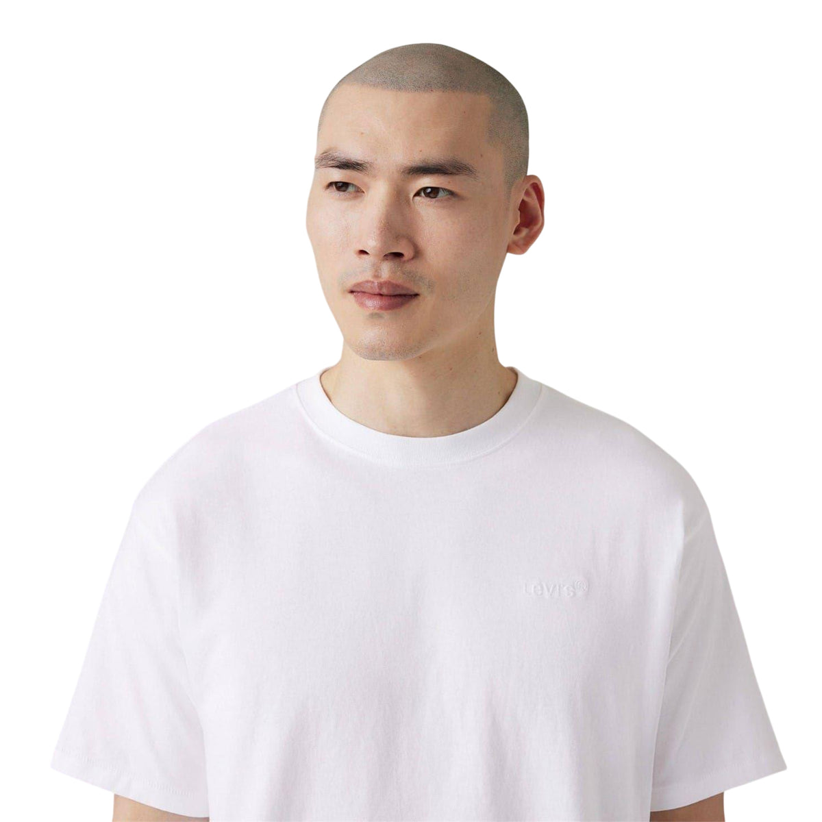 White - Side - Levis Mens Lettering Cotton Tab Detail T-Shirt