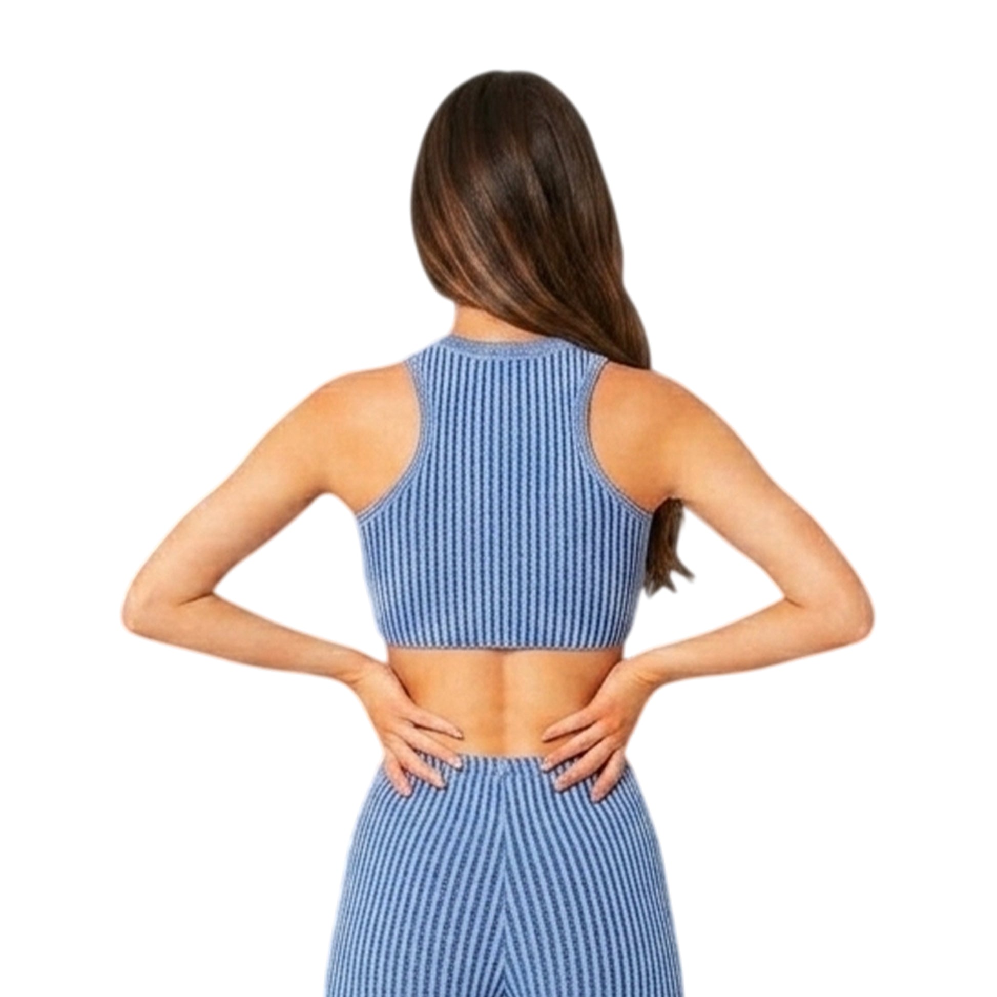 Blue - Back - Missy Empire Womens-Ladies Knitted Crop Top