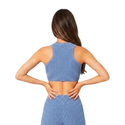 Blue - Back - Missy Empire Womens-Ladies Knitted Crop Top