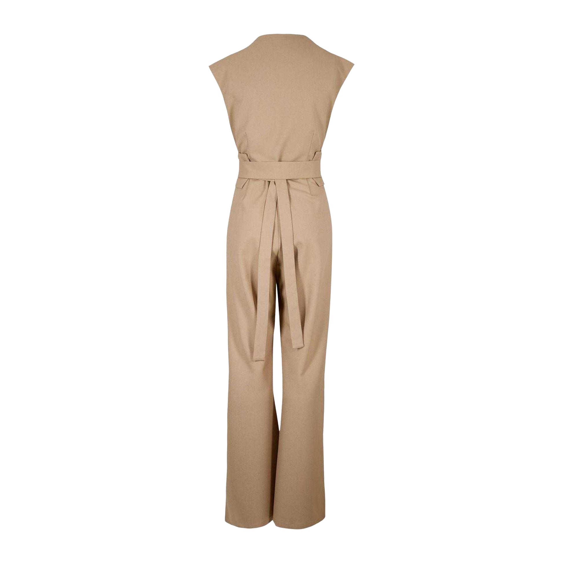 Camel - Back - Odd Muse Womens-Ladies Tie Belt Jumpsuit