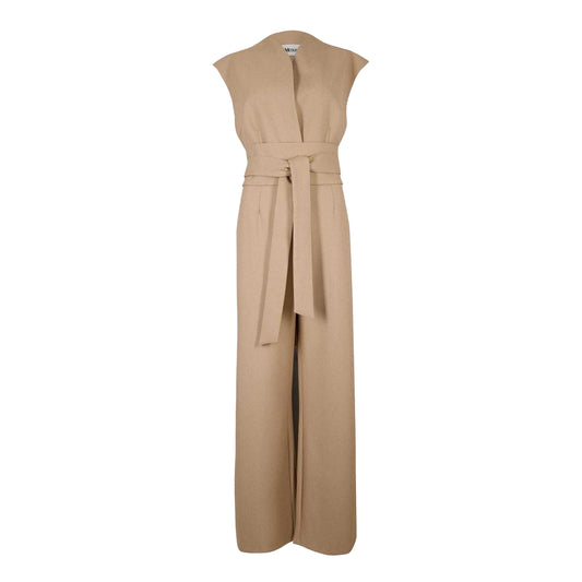 Camel - Front - Odd Muse Womens-Ladies Tie Belt Jumpsuit