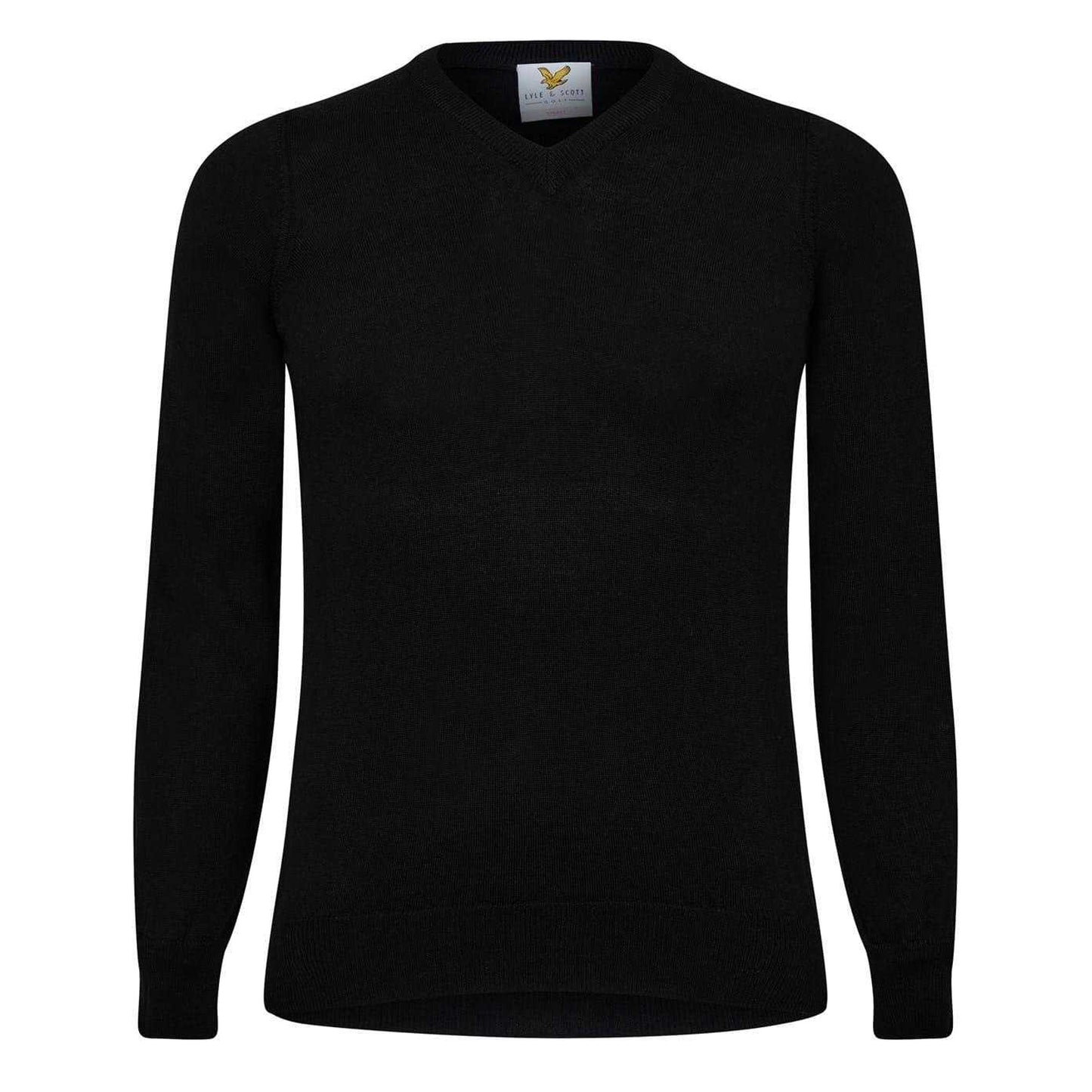 True Black - Front - Lyle & Scott Mens Merrick Knitted V Neck Pullover